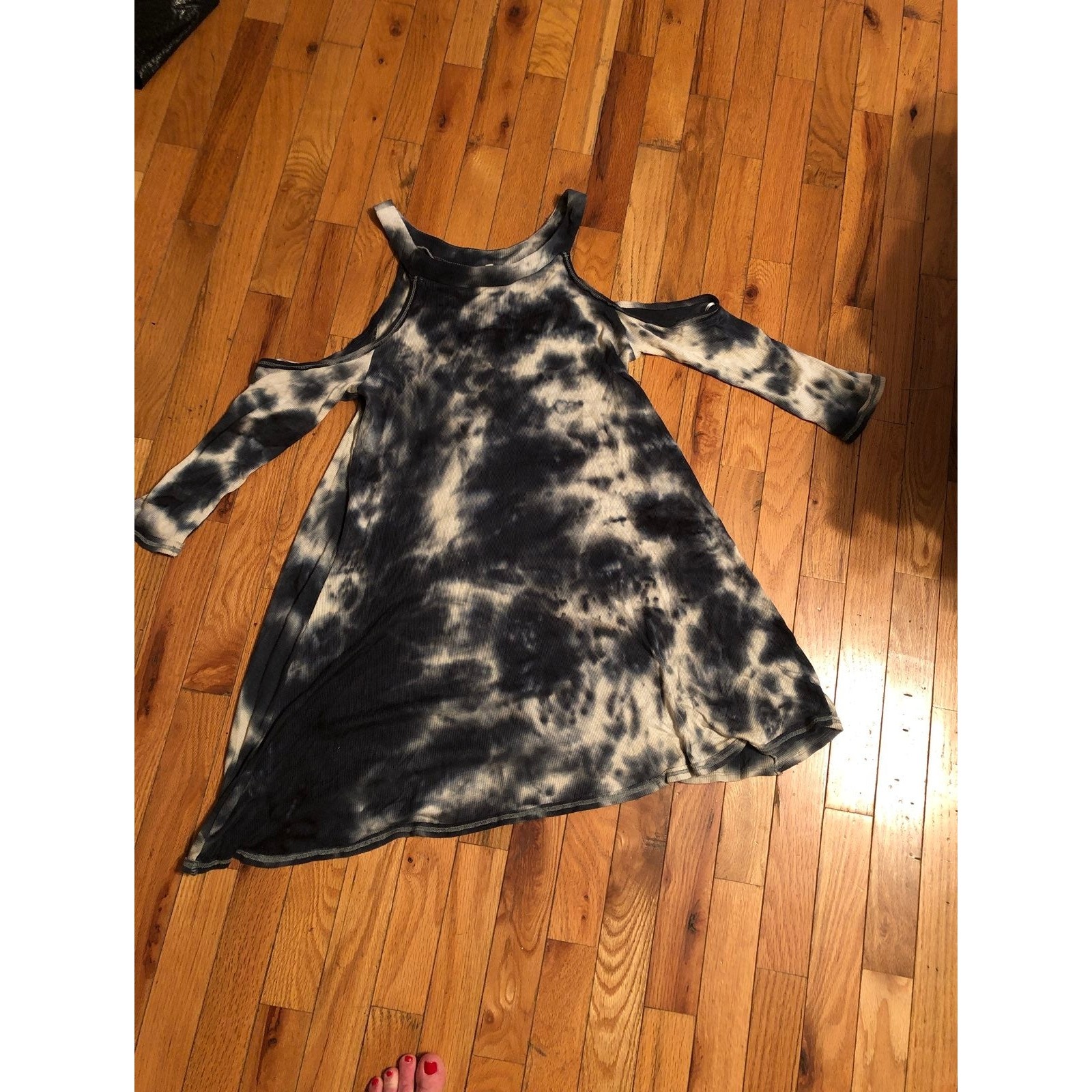 Sage Tie Dye Cold Shoulder Dress Medium